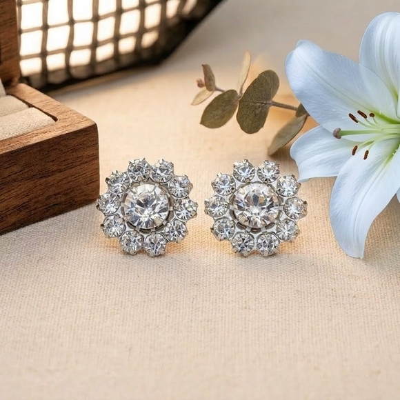 Swarovski Jewelry - Swarovski® Crystal Timeless Vintage Flower Earrings | Sterling Silver Overlay